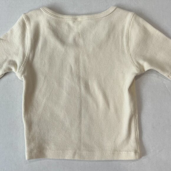 Girl - 4-5Y - NWT Ribbed Scoop Ivory Short Sleeve Tee - Picture 3 of 4